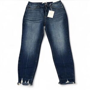 KanCan Sophia High Rise Ankle Skinny Women 15/31 Frayed Raw Hem Casual Dark Wash